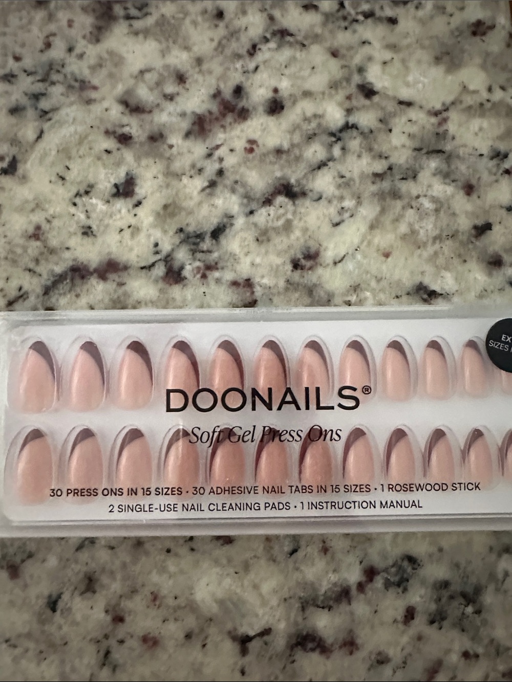 Soft Gel Press-On Nails-Red Slate French, Almond Shape, very long "short".